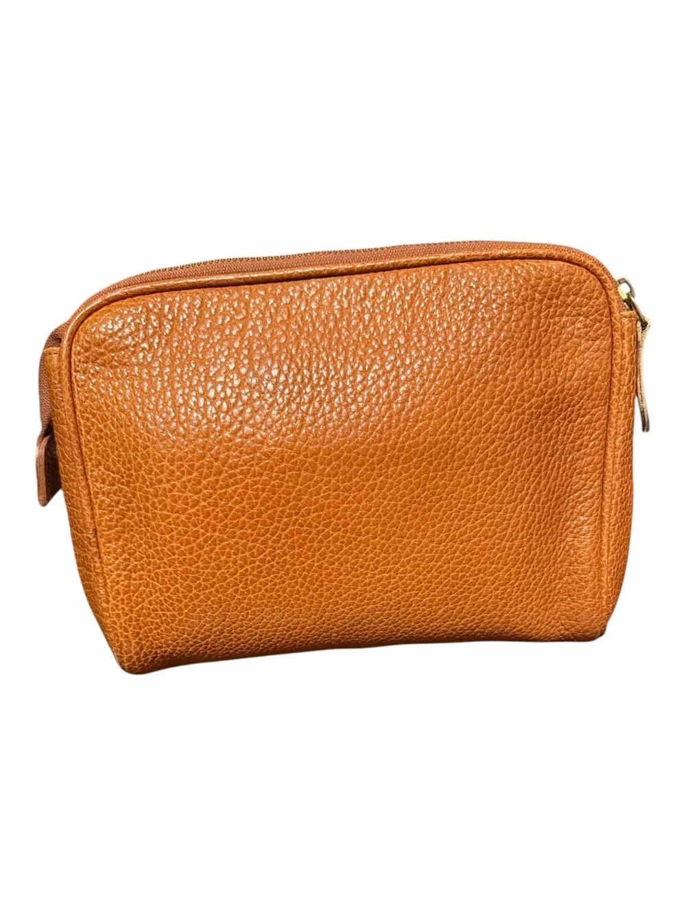 Vintage Polo Ralph Lauren Brown Pebbled Leather Cosmetic Bag Dopp Kit